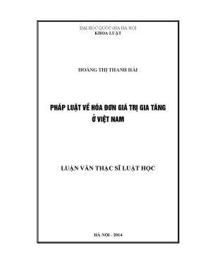 Luận văn thạc sĩ pháp luật về hóa đơn giá trị gia tăng ở việt nam
