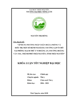 Luận văn áp dụng phương pháp chẩn đoán phòng và điều trị một số bệnh ngoài da thường gặp ở chó tại phòng mạch thú y vi hoàng an
