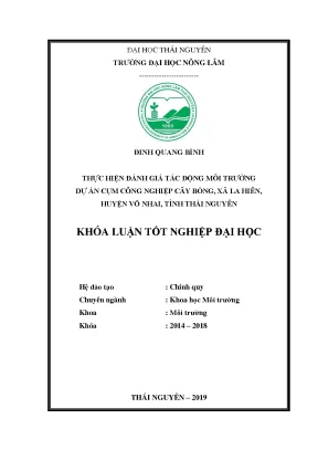 Luận văn thực hiện đánh giá tác động môi trường dự án cụm công nghiệp cây bòng xã la hiên huyện võ nhai tỉnh thái nguyên