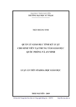 Luận án tiến sĩ quản lý giáo dục tính kỷ luật cho sinh viên tại trung tâm giáo dục quốc phòng và an ninh
