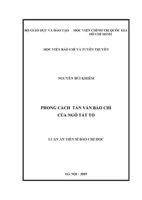 Luận án tiến sĩ báo chí học phong cách tản văn báo chí của ngô tất tố