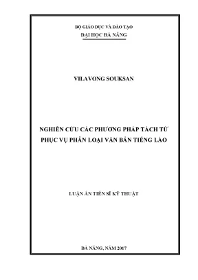 Luận án tiến sĩ nghiên cứu các phương pháp tách từ phục vụ phân loại văn bản tiếng lào
