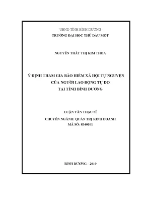 Luận văn thạc sĩ ý định tham gia bảo hiểm xã hội tự nguyện của người lao động tự do tại tỉnh bình dương