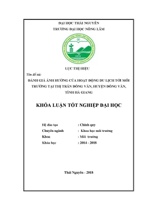 Luận văn đánh giá ảnh hưởng của hoạt động du lịch tới môi trường tại thị trấn đồng văn huyện đồng văn tỉnh hà giang