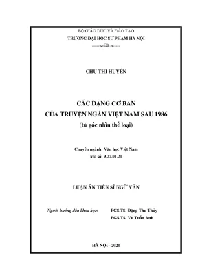 Luận án tiến sĩ ngữ văn các dạng cơ bản của truyện ngắn việt nam sau 1986 từ góc nhìn thể loại