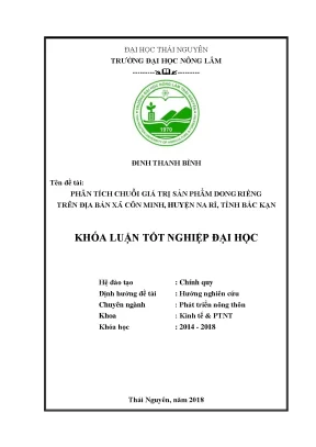 Luận văn phân tích chuỗi giá trị sản phẩm dong riềng trên địa bàn xã côn minh huyện na rì tỉnh bắc kạn