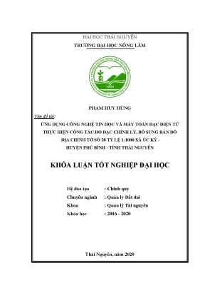 Luận văn ứng dụng công nghệ tin học và máy toàn đạc điện tử thực hiện công tác đo đạc chỉnh lý bổ sung bản đồ địa chính tờ số 28 tỷ lệ 11000 xã úc kỳ