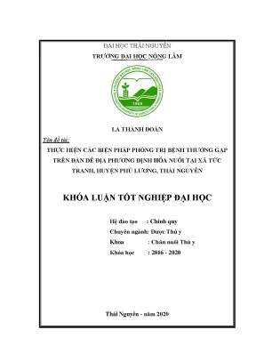 Luận văn thực hiện các biện pháp phòng trị bệnh thường gặp trên đàn dê địa phương nuôi tại xã tức tranh huyện phú lương thái nguyên
