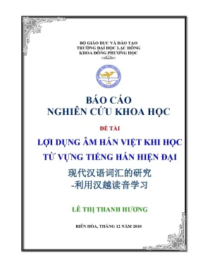 Luận văn lợi dụng âm hán việt khi học từ vựng tiếng hán hiện đại