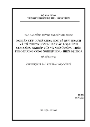 Luận văn nghiên cứu cơ sở khoa học về quy hoạch và tổ chức không gian các loại hình cụm công nghiệp vừa và nhỏ ở nông thôn theo hướng cnh hđh