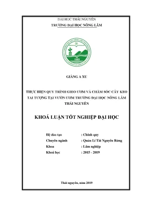 Luận văn theo dõi quy trình gieo ươm và chăm sóc cây keo tai tượng tại vườn ươm trường đại học nông lâm thái nguyên