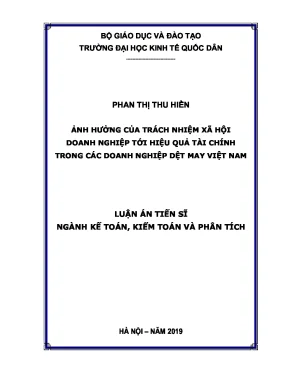 Luận án tiến sĩ ảnh hưởng của trách nhiệm xã hội doanh nghiệp tới hiệu quả tài chính trong các doanh nghiệp dệt may việt nam