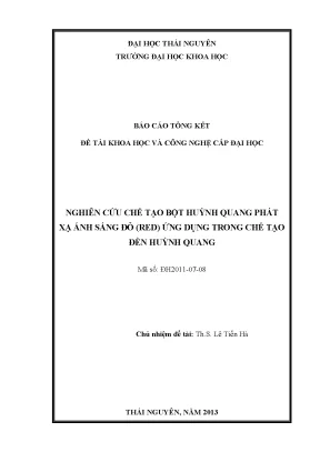 Luận văn nghiên cứu chế tạo bột huỳnh quang phát xạ ánh sáng đỏ red ứng dụng trong chế tạo đèn huỳnh quang