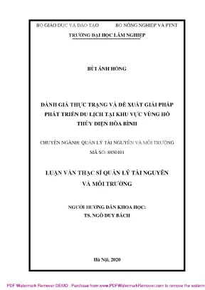 Luận văn thạc sĩ đánh giá thực trạng và đề xuất giải pháp phát triển du lịch tại khu vực vùng hồ thủy điện hòa bình