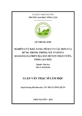 Luận văn thạc sĩ nghiên cứu khả năng tích lũy carbon của rừng trồng thông mã vĩ pinus massoniana trên địa bàn huyện than uyên tỉnh lai châu
