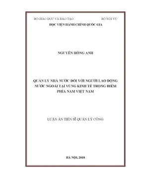 Luận án tiến sĩ quản lý nhà nước đối với người lao động nước ngoài tại vùng kinh tế trọng điểm phía nam việt nam