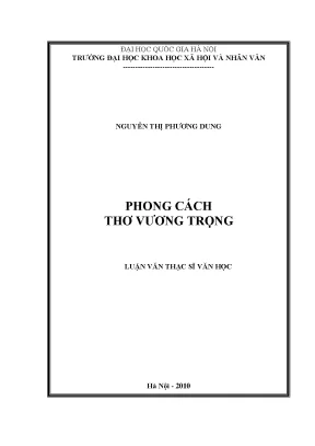 Luận văn thạc sĩ phong cách thơ vương trọng