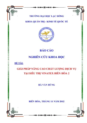 Luận văn giải pháp nâng cao chất lượng dịch vụ tại siêu thị vinatex biên hòa 2