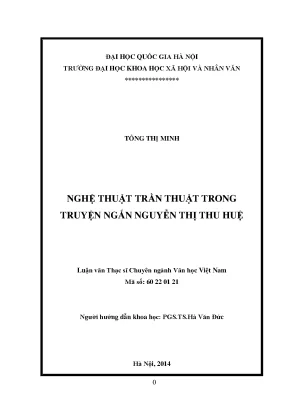 Luận văn thạc sĩ nghệ thuật trần thuật trong truyện ngắn nguyễn thị thu huệ