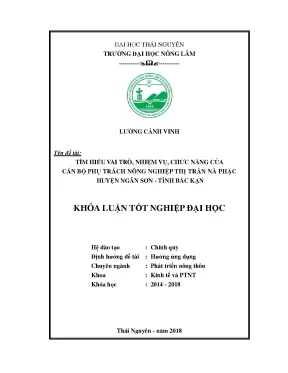 Luận văn tìm hiểu vai trò nhiệm vụ chức năng của cán bộ phụ trách nông nghiệp tại thị trấn nà phặc huyện ngân sơn tỉnh bắc kạn