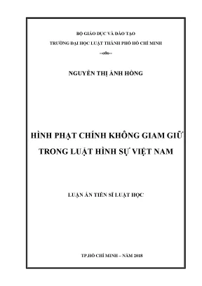 Luận án tiến sĩ hình phạt chính không giam giữ trong luật hình sự việt nam
