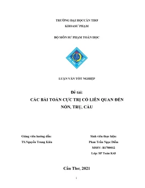 Luận văn các vấn đề cực trị liên quan đến nón và trụ cầu