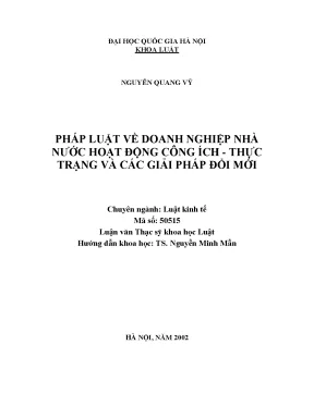 Luận văn thạc sĩ pháp luật về doanh nghiệp nhà nước hoạt động công ích thực trạng và các giải pháp