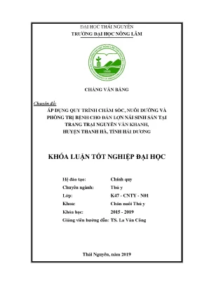 Luận văn áp dụng quy trình chăm sóc nuôi dưỡng và phòng trị bệnh cho đàn lợn nái sinh sản tại trang trại nguyễn văn khanh huyện thanh hà tỉnh hải dương