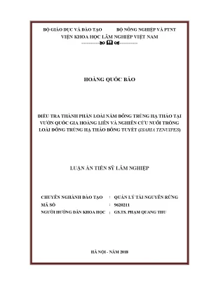Luận án tiến sĩ lâm nghiệp điều tra thành phần loài nấm đông trùng hạ thảo tại vườn quốc gia hoàng liên nghiên cứu nuôi trồng loài đông trùng hạ thảo bông tuyết isaria tenuipes