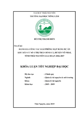 Luận văn đánh giá công tác giải phóng mặt bằng dự án khu dân cư số 1 thị trấn đình cả huyện võ nhai tỉnh thái nguyên