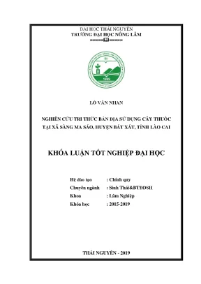 Luận văn nghiên cứu tri thức bản địa sử dụng cây thuốc tại xã sàng ma sáo huyện bát xát tỉnh lào cai