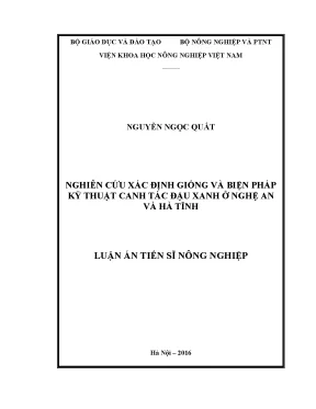 Luận án tiến sĩ nông nghiệp nghiên cứu xác định giống và biện pháp kỹ thuật canh tác đậu xanh ở nghệ an và hà tĩnh