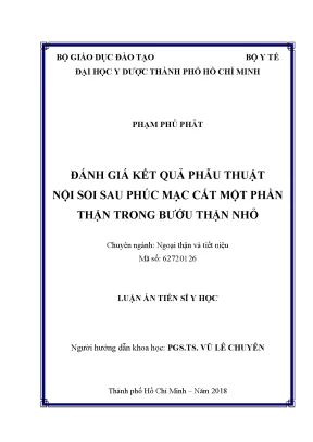 Luận án tiến sĩ đánh giá kết quả phẫu thuật nội soi sau phúc mạc cắt một phần thận trong bướu thận nhỏ