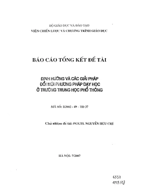 Luận văn định hướng và các giải pháp đổi mới phương pháp dạy học ở các trường trung học phổ thông