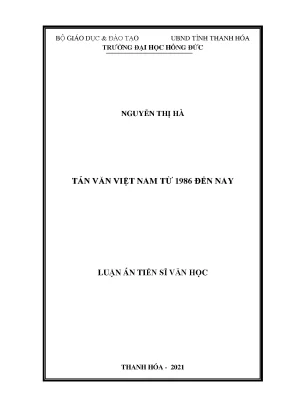 Luận án tiến sĩ văn học tản văn việt nam từ 1986 đến nay