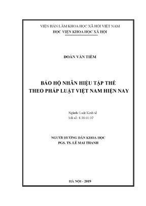Luận văn thạc sĩ luật kinh tế bảo hộ nhãn hiệu tập thể theo pháp luật việt nam hiện nay