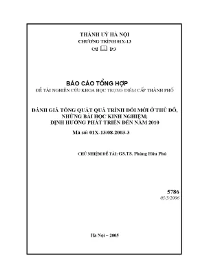 Luận văn đánh giá tổng quát quá trình đổi mới ở thủ đô những bài học kinh nghiệm định hướng phát triển đến năm 2010