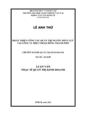 Hoàn thiện công tác quản trị nguồn nhân lực tại công ty điện thoại đông thành phố luận văn thạc sĩ quản trị kinh doanh