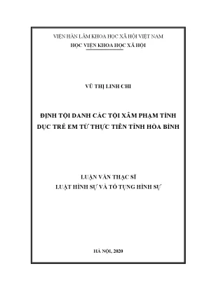 Luận văn thạc sĩ định tội danh các tội xâm phạm tình dục trẻ em từ thực tiễn tỉnh hòa bình