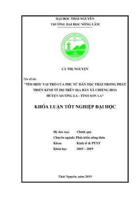 Luận văn tìm hiểu vai trò của phụ nữ dân tộc thái trong phát triển kinh tế hộ trên địa bàn xã chiềng hoa huyện mường la tỉnh sơn la