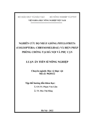Luận án tiến sĩ nông nghiệp nghiên cứu bọ nhẩy giống phyllotreta coleoptera chrysomelidae và biện pháp phòng chống tại hà nội và phụ cận