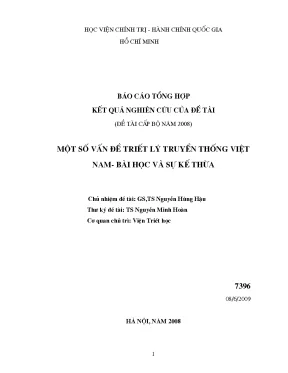 Luận văn một số vấn đề triết lý truyền thống việt nam bài học và sự kế thừa