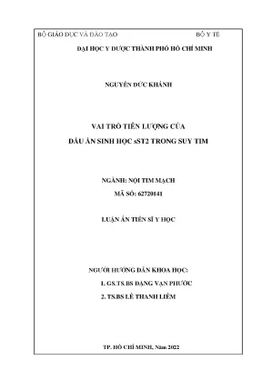Luận án tiến sĩ y học vai trò tiên lượng của dấu ấn sinh học sst2 trong suy tim