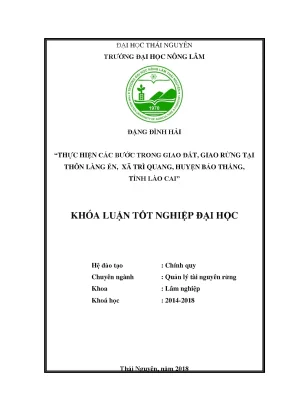 Luận văn thực hiện các bước giao đất giao rừng tại thôn làng ẻn xã trì quang huyện bảo thắng tỉnh lào cai