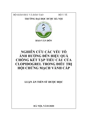 Luận án tiến sĩ dược học nghiên cứu các yếu tố ảnh hưởng đến hiệu quả chống kết tập tiểu cầu của clopidogrel trong điều trị hội chứng mạch vành cấp
