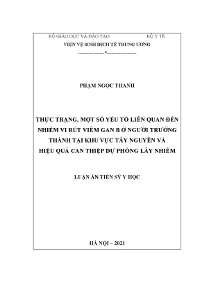 Luận án tiến sĩ thực trạng một số yếu tố liên quan đến nhiễm vi rút viêm gan b ở người trưởng thành tại khu vực tây nguyên và hiệu quả can thiệp dự phòng lây nhiễm