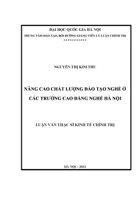 Luận văn thạc sĩ nâng cao chất lượng đào tạo nghề ở các trường cao đẳng nghề hà nội
