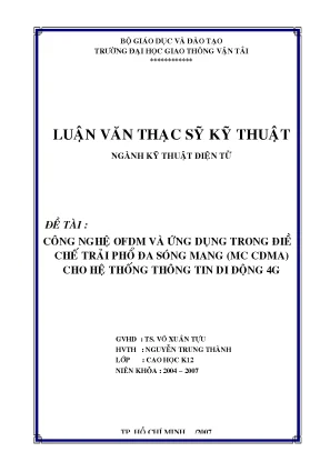 Công nghệ ofdm và ứng dụng trong điều chế trải phổ đa sóng mạng mc cdma cho hệ thống thông tin di động luận án thạc sỹ khoa học kỹ thuật chuyên ngành kỹ thuật điện tử