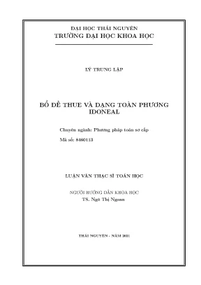 Luận văn thạc sĩ bổ đề thue và dạng toàn phương idoneal
