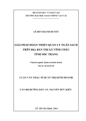 Giải pháp hoàn thiện quản lý ngân sách trên địa bàn thị xã vĩnh châu tỉnh sóc trăng luận văn thạc sỹ quản trị kinh doanh